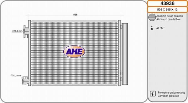AHE 43936 - Condenser, air conditioning car-mod.net