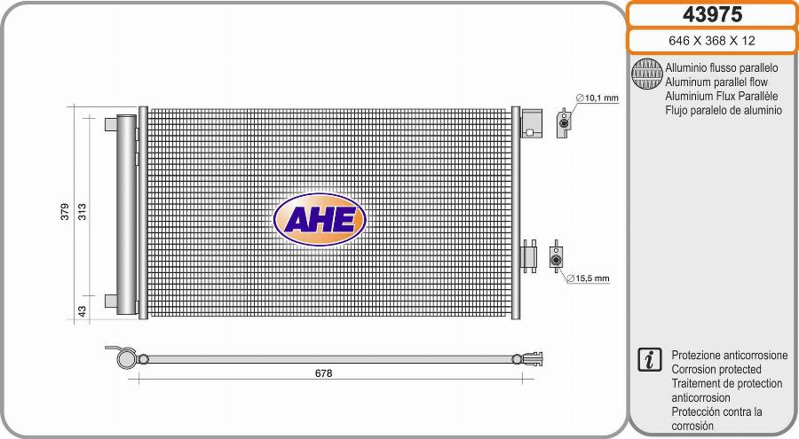 AHE 43975 - Condenser, air conditioning car-mod.net