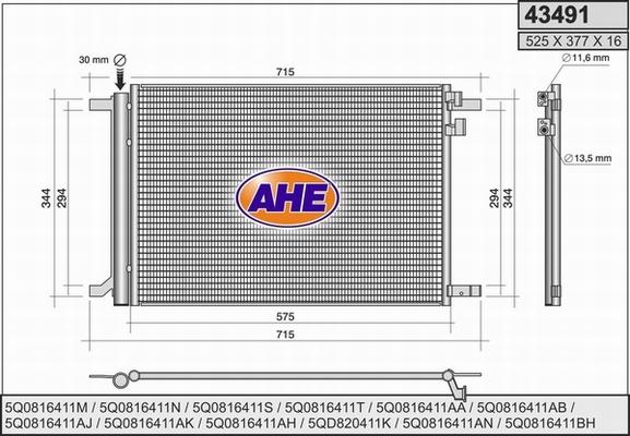 AHE 43491 - Condenser, air conditioning car-mod.net