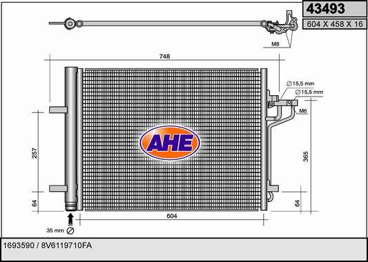 AHE 43493 - Condenser, air conditioning car-mod.net