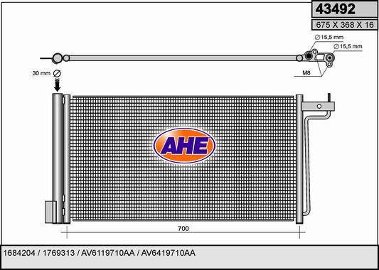 AHE 43492 - Condenser, air conditioning car-mod.net
