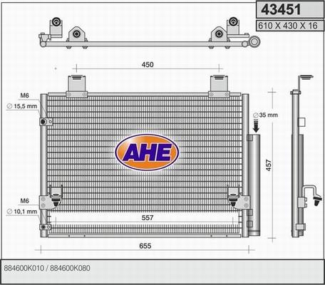 AHE 43451 - Condenser, air conditioning car-mod.net