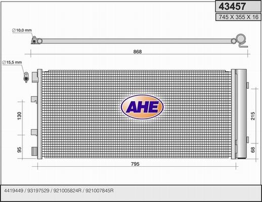 AHE 43457 - Condenser, air conditioning car-mod.net