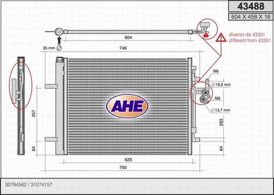 AHE 43488 - Condenser, air conditioning car-mod.net