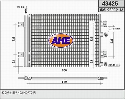 AHE 43425 - Condenser, air conditioning car-mod.net