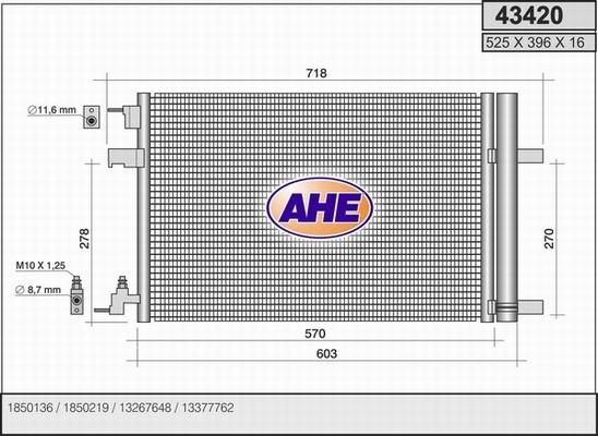 AHE 43420 - Condenser, air conditioning car-mod.net