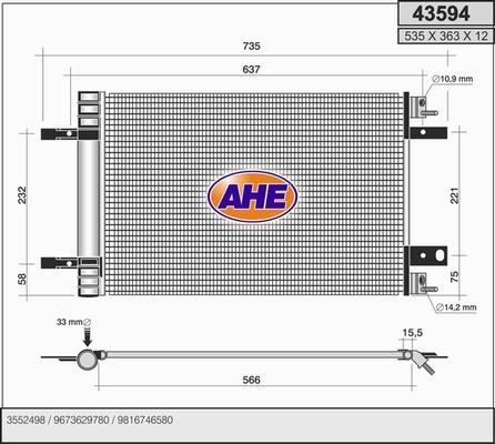 AHE 43594 - Condenser, air conditioning car-mod.net
