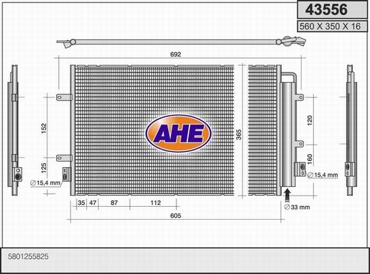 AHE 43556 - Condenser, air conditioning car-mod.net