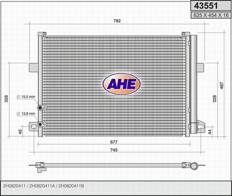 AHE 43551 - Condenser, air conditioning car-mod.net