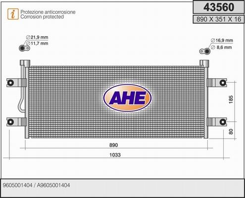 AHE 43560 - Condenser, air conditioning car-mod.net