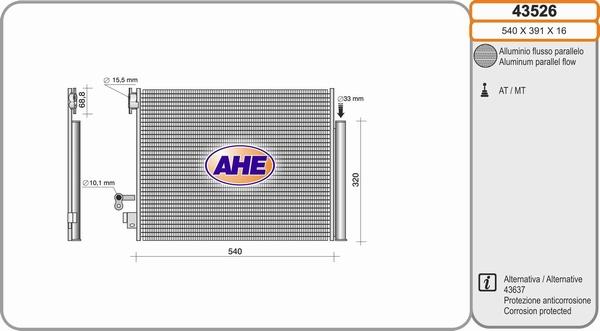 AHE 43526 - Condenser, air conditioning car-mod.net