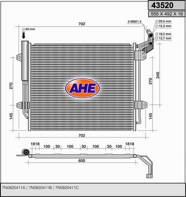 AHE 43520 - Condenser, air conditioning car-mod.net
