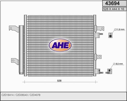 AHE 43694 - Condenser, air conditioning car-mod.net