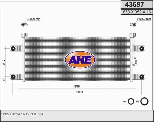 AHE 43697 - Condenser, air conditioning car-mod.net