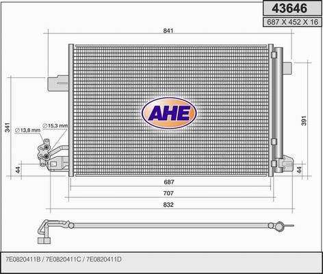 AHE 43646 - Condenser, air conditioning car-mod.net
