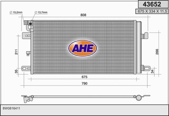 AHE 43652 - Condenser, air conditioning car-mod.net