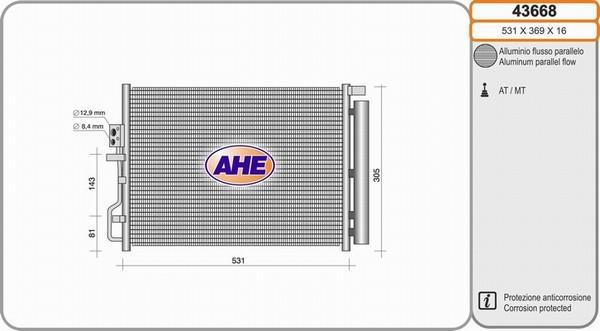 AHE 43668 - Condenser, air conditioning car-mod.net