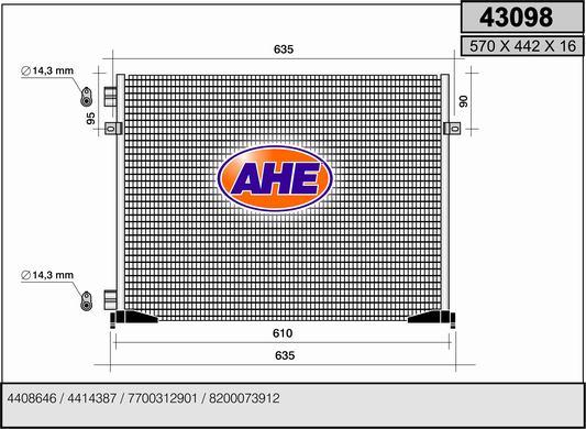 AHE 43098 - Condenser, air conditioning car-mod.net