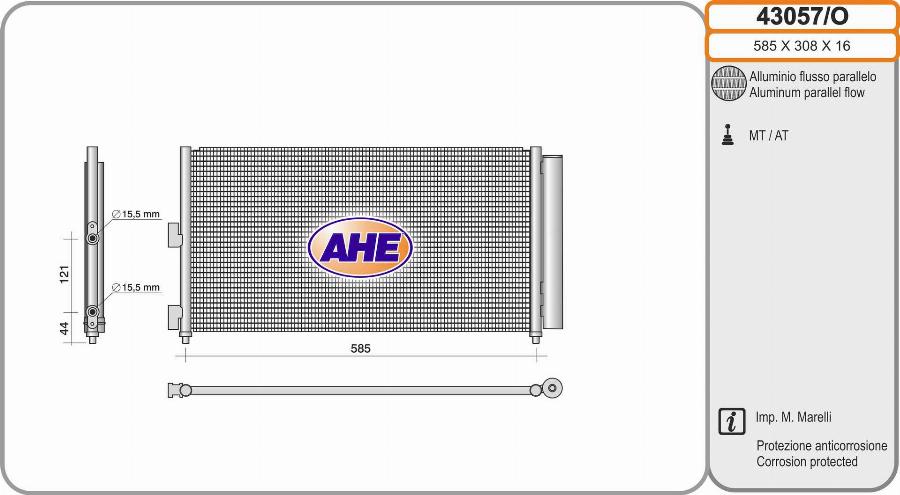 AHE 43057O - Condenser, air conditioning car-mod.net