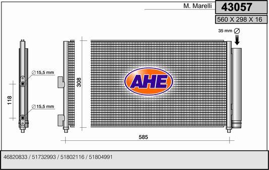 AHE 43057 - Condenser, air conditioning car-mod.net