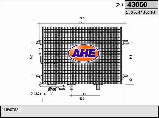 AHE 43060 - Condenser, air conditioning car-mod.net