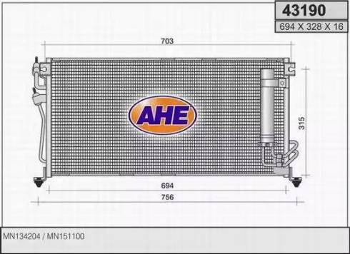 AHE 43190 - Condenser, air conditioning car-mod.net