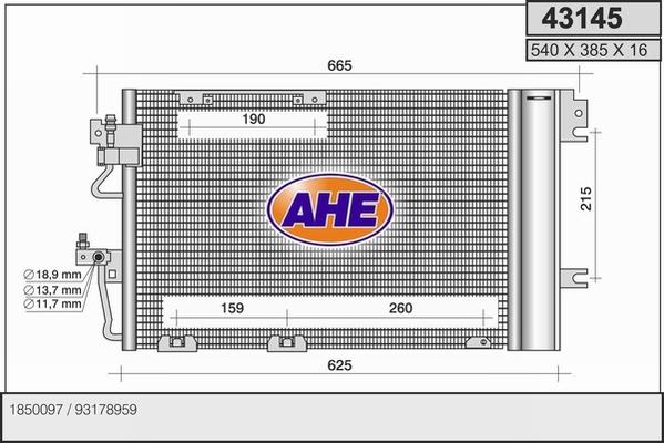 AHE 43145 - Condenser, air conditioning car-mod.net