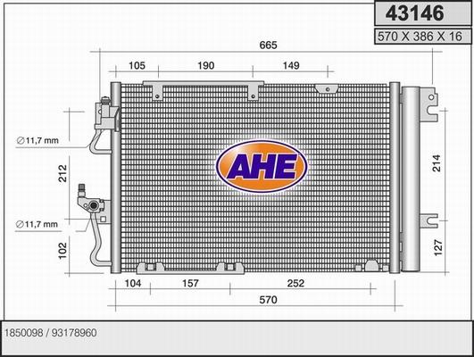AHE 43146 - Condenser, air conditioning car-mod.net