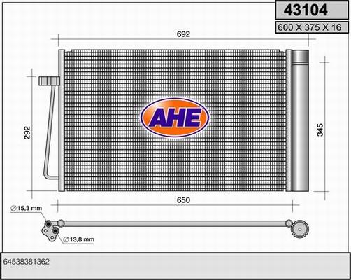AHE 43104 - Condenser, air conditioning car-mod.net