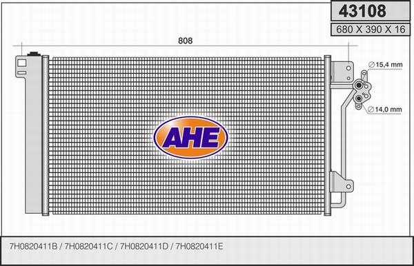 AHE 43108 - Condenser, air conditioning car-mod.net