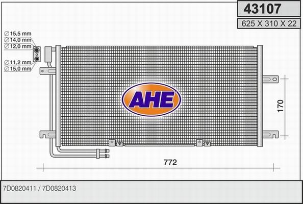 AHE 43107 - Condenser, air conditioning car-mod.net