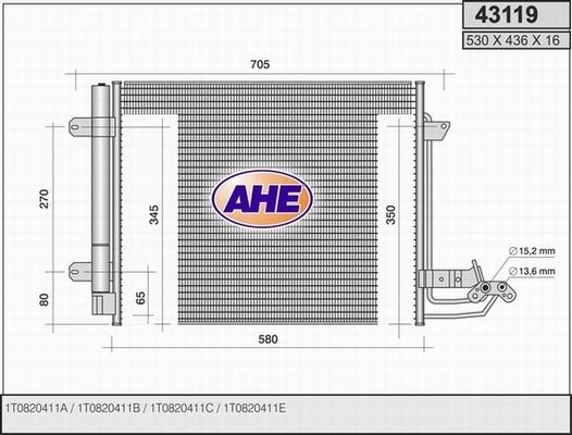 AHE 43119 - Condenser, air conditioning car-mod.net