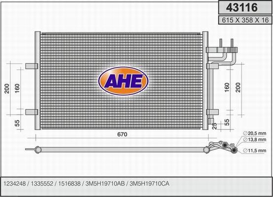 AHE 43116 - Condenser, air conditioning car-mod.net