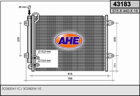 AHE 43183 - Condenser, air conditioning car-mod.net