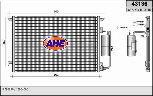 AHE 43136 - Condenser, air conditioning car-mod.net