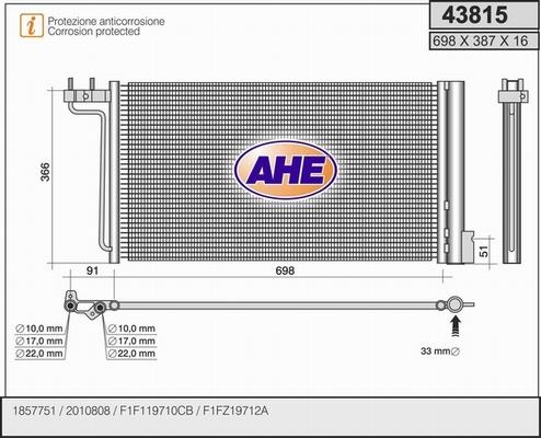 AHE 43815 - Condenser, air conditioning car-mod.net