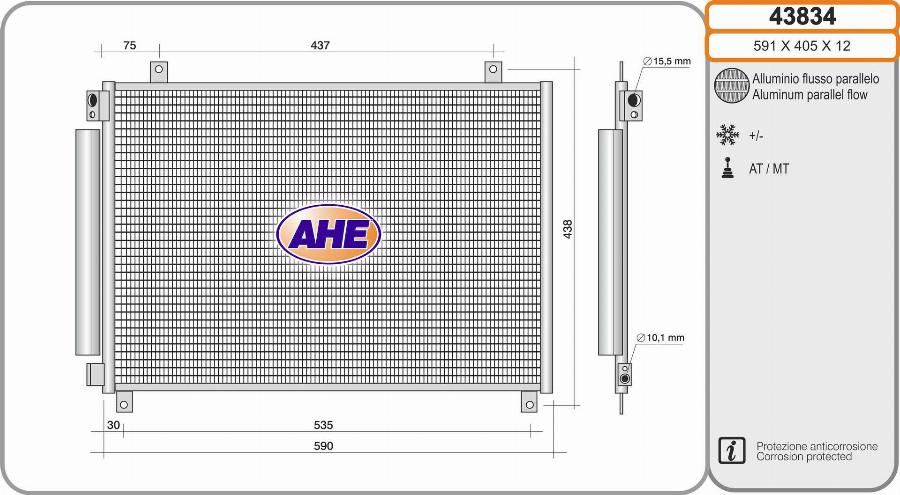 AHE 43834 - Condenser, air conditioning car-mod.net
