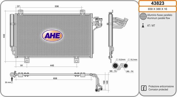 AHE 43823 - Condenser, air conditioning car-mod.net