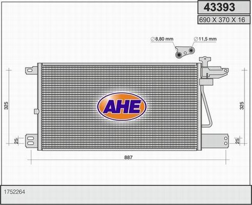AHE 43393 - Condenser, air conditioning car-mod.net