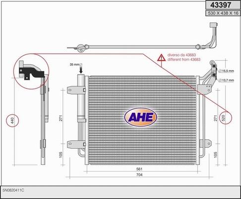 AHE 43397 - Condenser, air conditioning car-mod.net