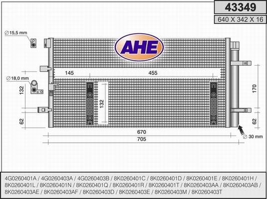 AHE 43349 - Condenser, air conditioning car-mod.net
