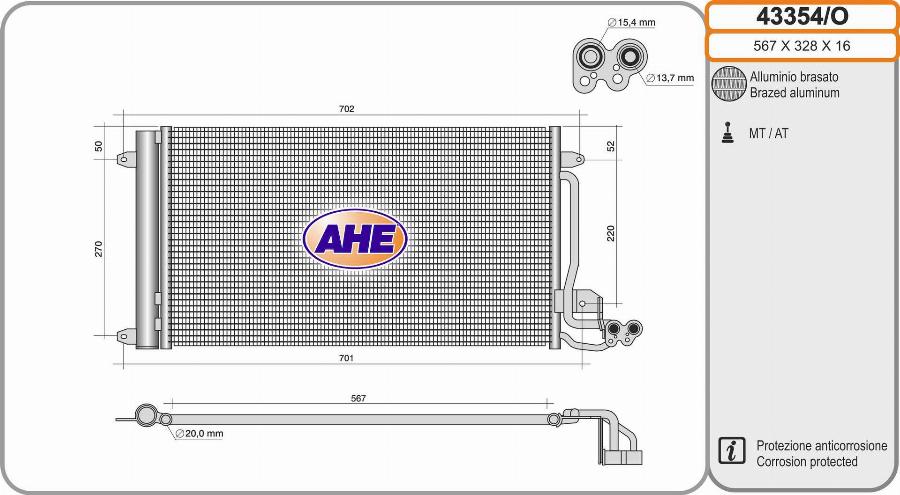 AHE 43354/O - Condenser, air conditioning car-mod.net