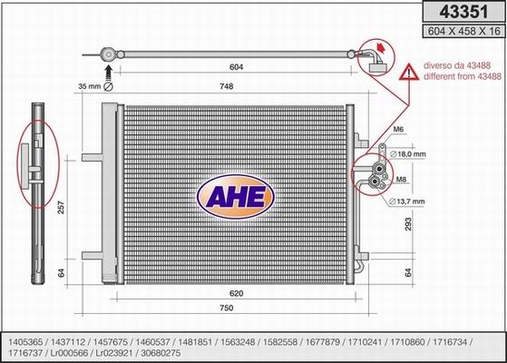 AHE 43351 - Condenser, air conditioning car-mod.net