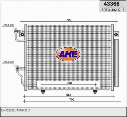 AHE 43366 - Condenser, air conditioning car-mod.net