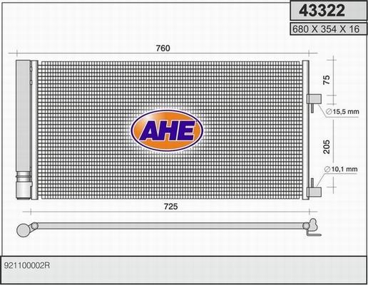 AHE 43322 - Condenser, air conditioning car-mod.net