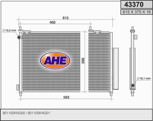 AHE 43370 - Condenser, air conditioning car-mod.net