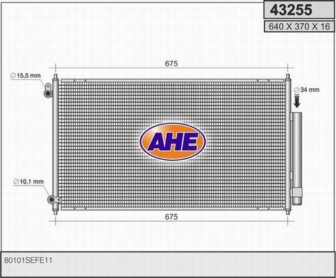 AHE 43255 - Condenser, air conditioning car-mod.net