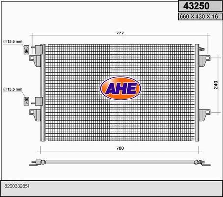 AHE 43250 - Condenser, air conditioning car-mod.net