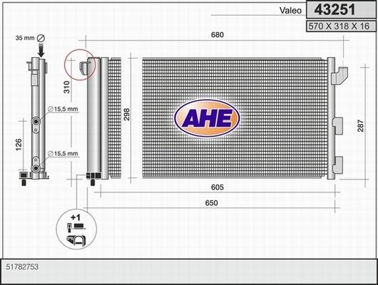 AHE 43251 - Condenser, air conditioning car-mod.net