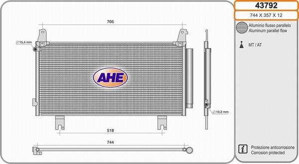 AHE 43792 - Condenser, air conditioning car-mod.net